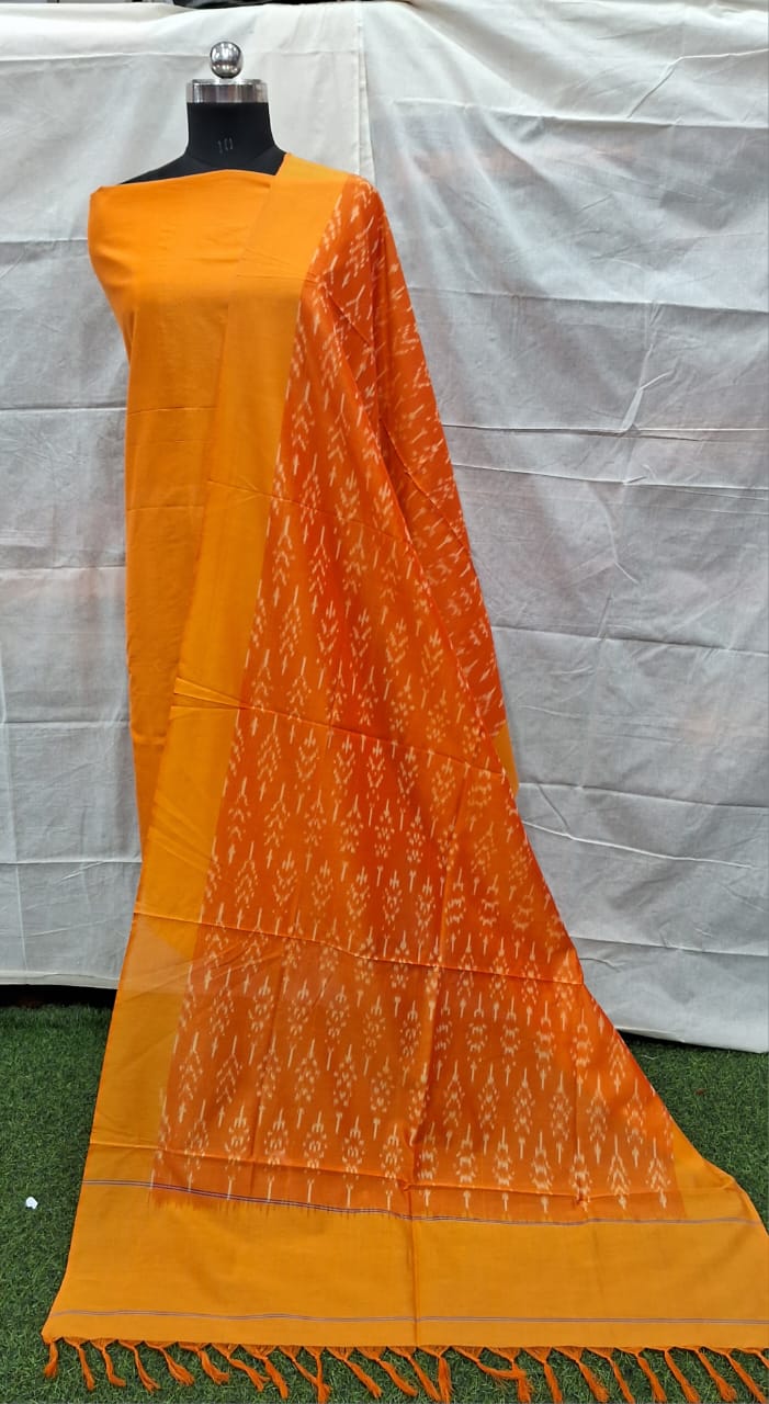 Mango Cotton Ikat Dress Material – Premium Handwoven Fabric for Boutiques & Designers
