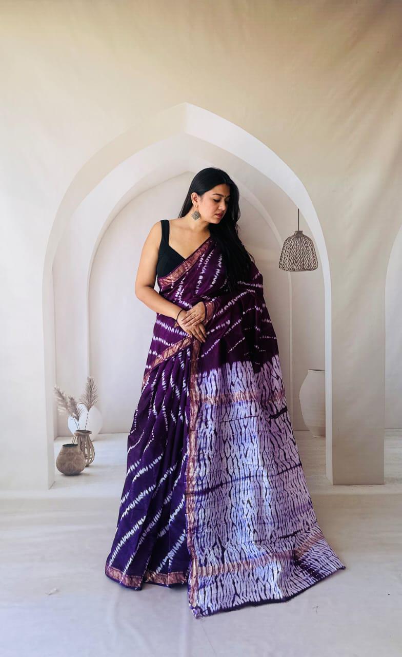 Maroon Maheshwari Silk Handblock Printed Saree with Plain Body and Printed Border – Wholesale Designer Silk Saree