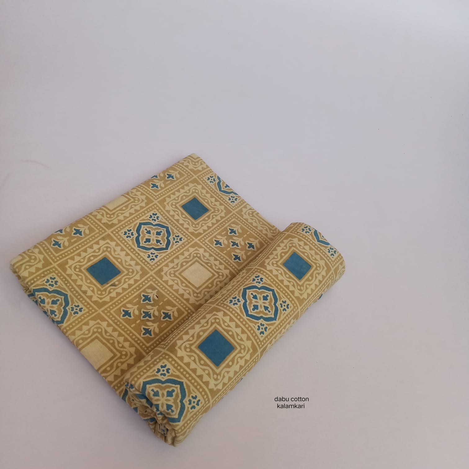 Mustard yellow printed Dabu cotton handblock fabric, slow-made artisan textile, B2B-ready MOQ 1 Thaan