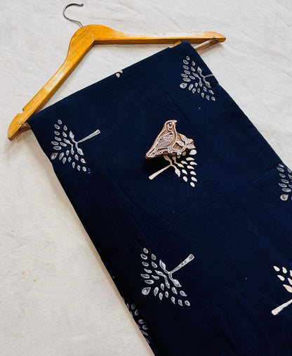 Navy blue Dabu handblock cotton fabric, slow-made, bulk orders for designers and retailers