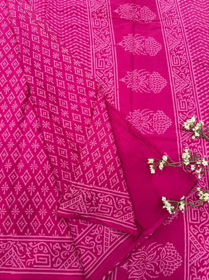 Pink Butti Cotton Saree – Lightweight Designer Handcrafted Wholesale Saree for Boutiques