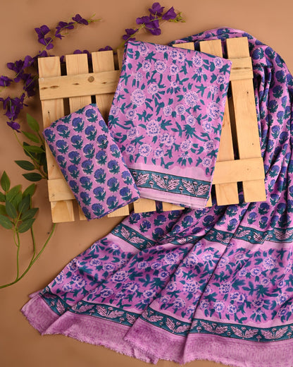 Pink JAL Cupro Modal Silk Handblock Printed Dress Material – Wholesale for Boutiques & Designers