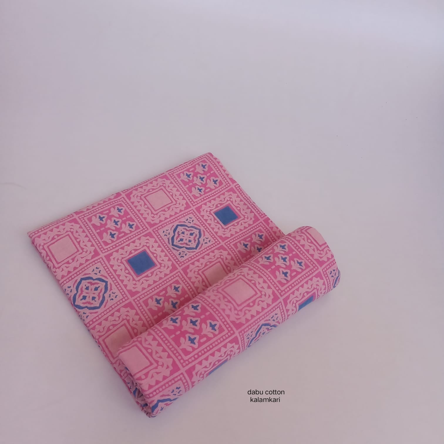 Pink printed Dabu cotton handblock fabric, slow-made, B2B-ready MOQ 1 Thaan