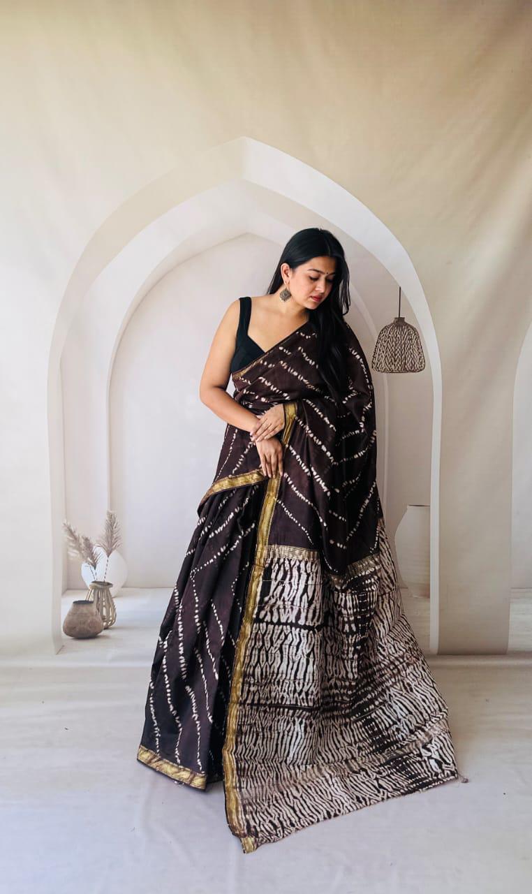 Purple Maheshwari Silk Handblock Printed Saree with Floral Jaal – Wholesale Silk Saree