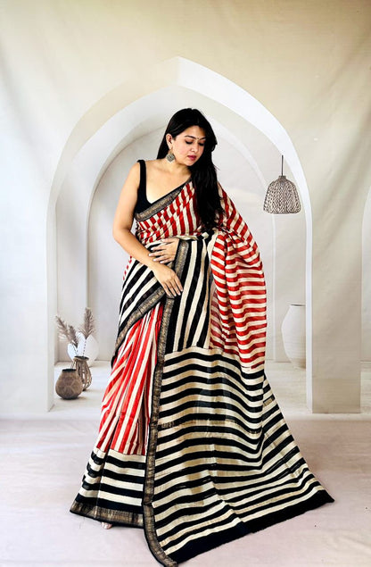 Purple Maheshwari Silk Handblock Printed Saree with Zigzag Design – Wholesale Designer Silk Saree