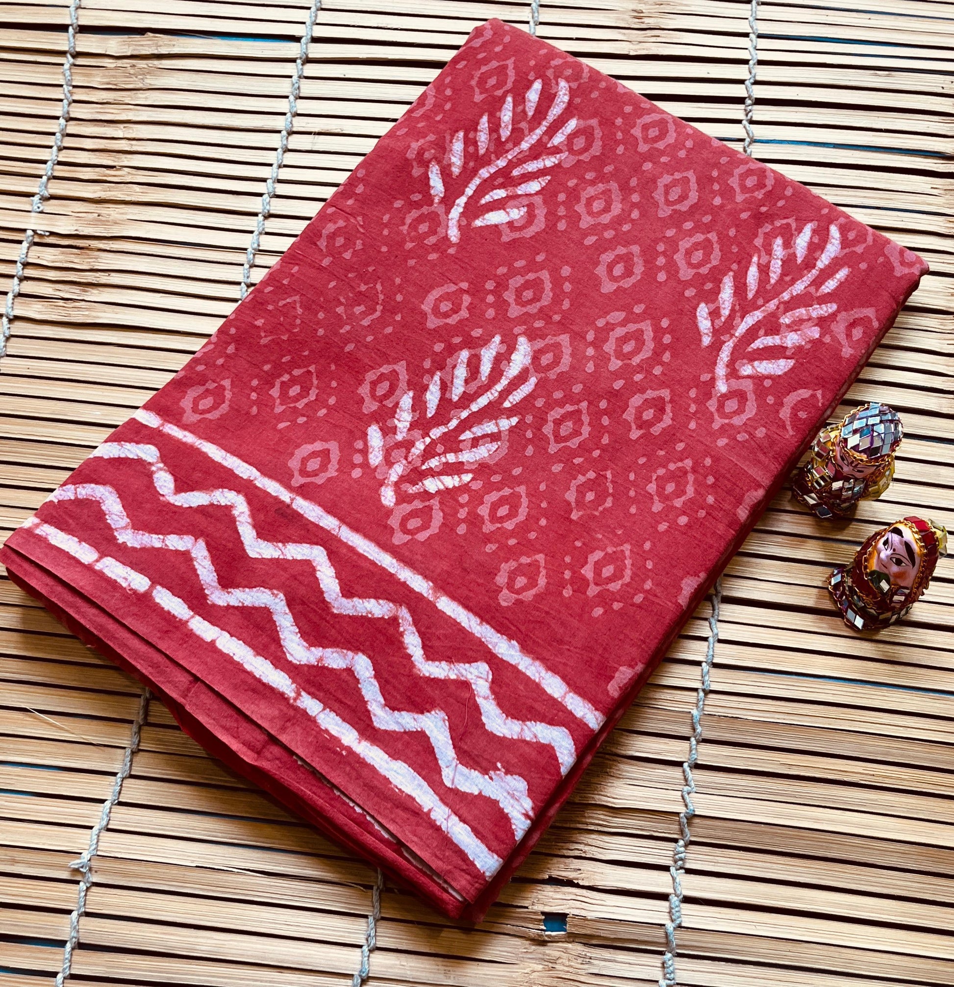 Red Floral Buta Cotton Mul Handblock Saree – Premium wholesale saree for boutiques and designers