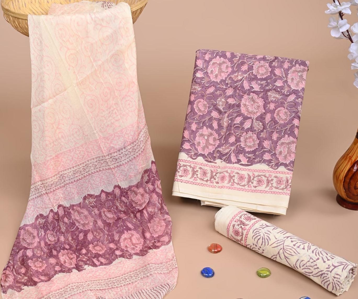 COTTON SUIT WITH CHIFFON DUPATTA