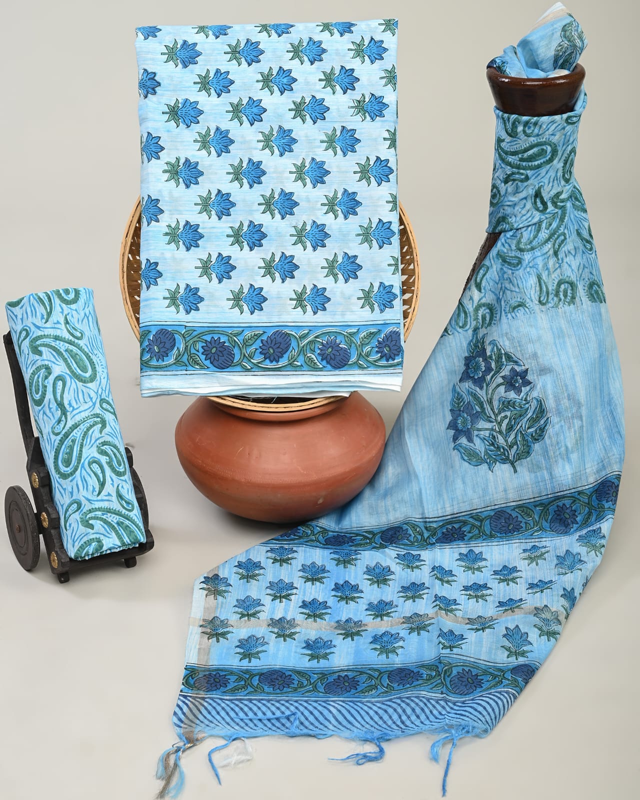 COTTON SUITS WITH CHANDERI DUPATTA