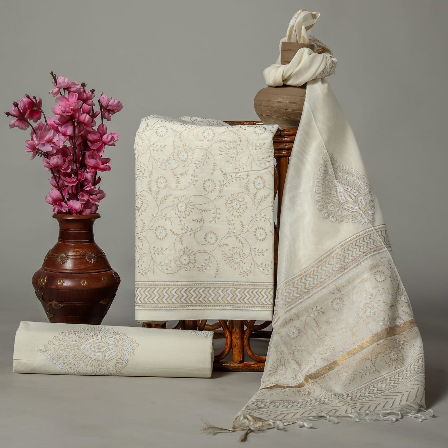 COTTON SUITS WITH CHANDERI DUPATTA