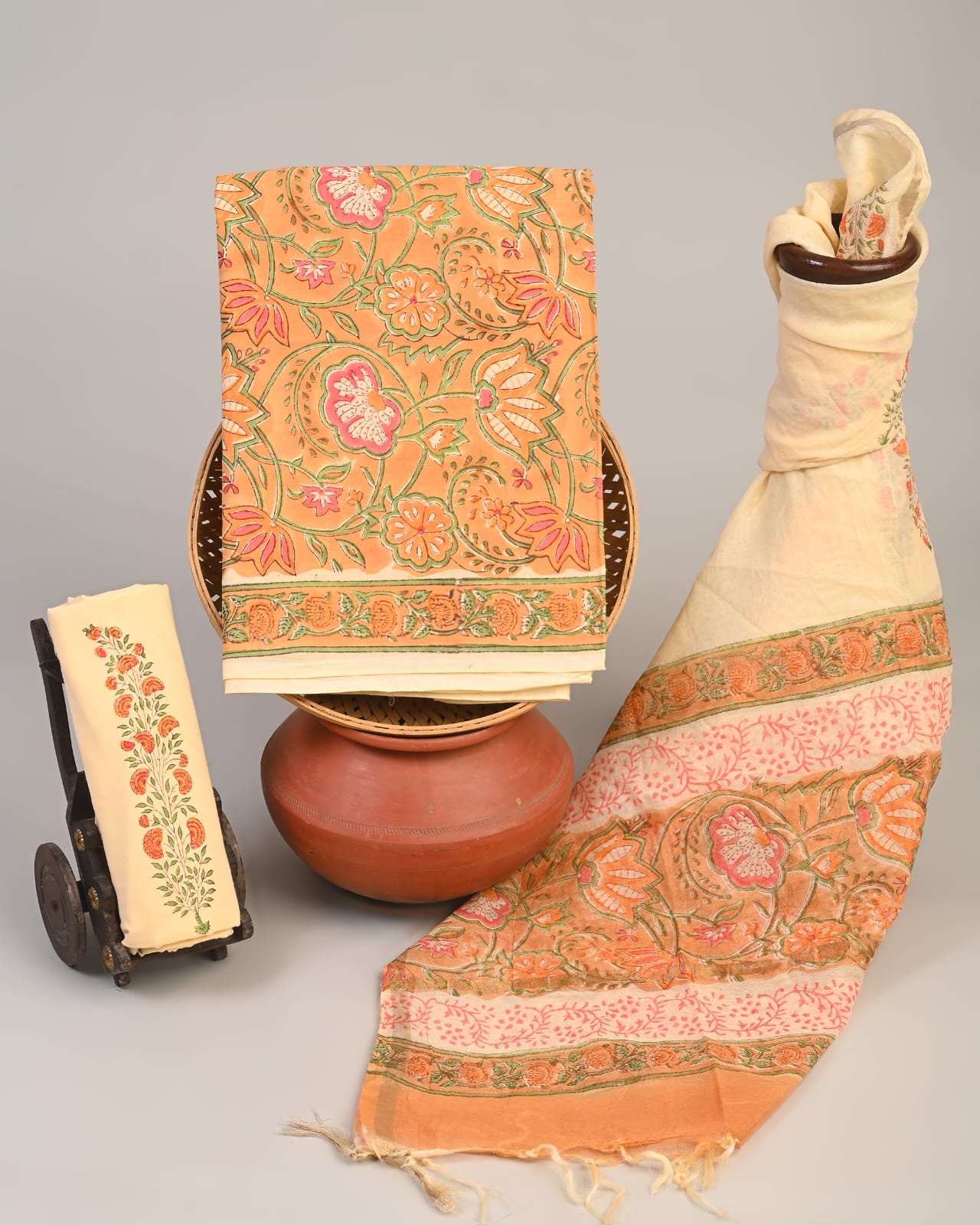 COTTON SUITS WITH CHANDERI DUPATTA