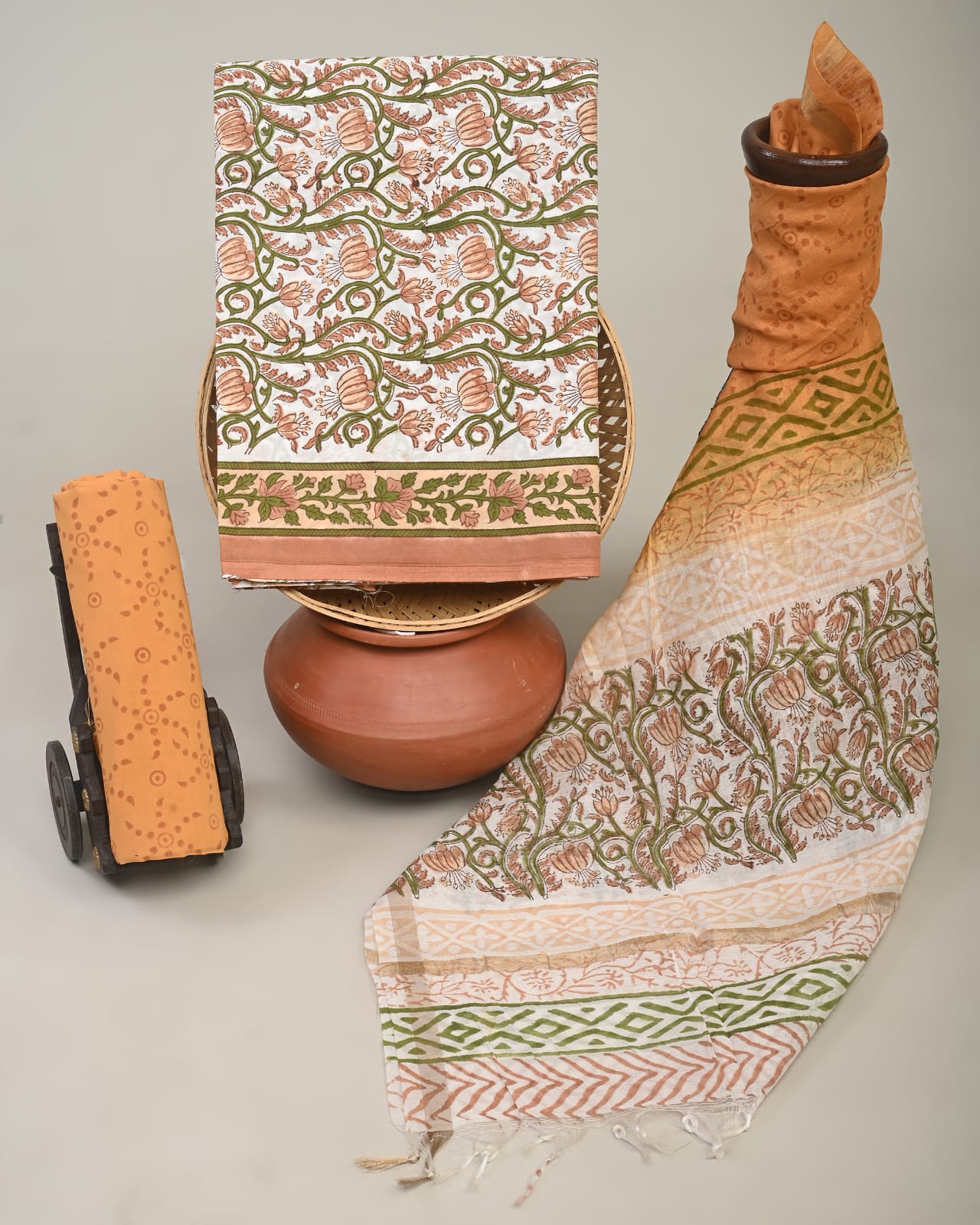 COTTON SUITS WITH CHANDERI DUPATTA