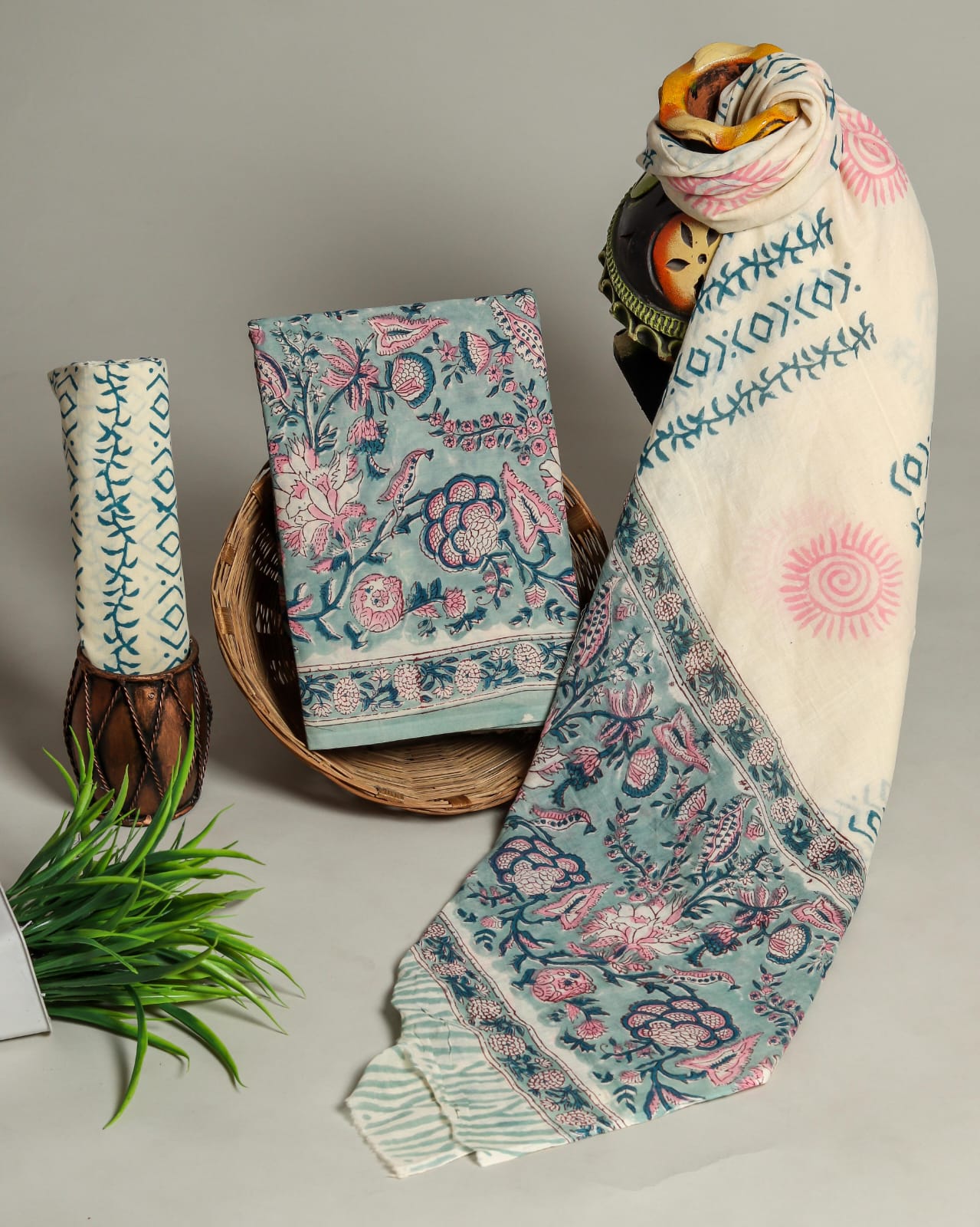 COTTON SUITS WITH CHIFFON DUPATTA