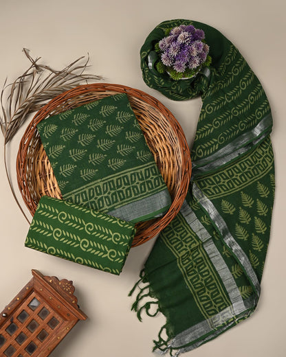 Cotton Linen  Hand Block Printed Dress Material (MOQ 6 Pcs Assorted) | Fabtexs