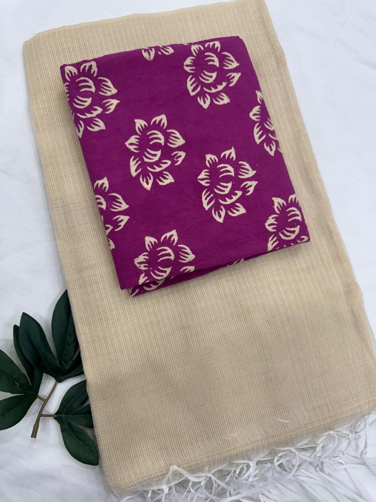 Plain Kota Doriya Saree with Printed Blouse MOQ 6pcs | Assorted – Fabtexs