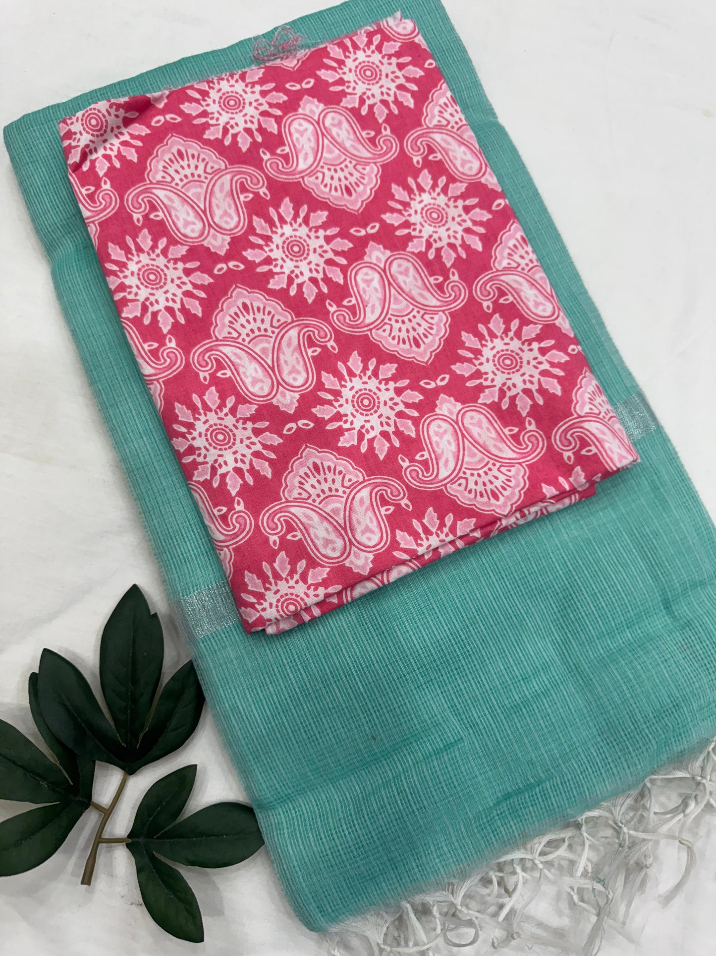 Plain Kota Doriya Saree with Printed Blouse MOQ 6pcs | Assorted – Fabtexs