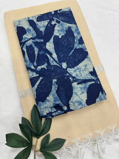 Plain Kota Doriya Saree with Printed Blouse MOQ 6pcs | Assorted – Fabtexs