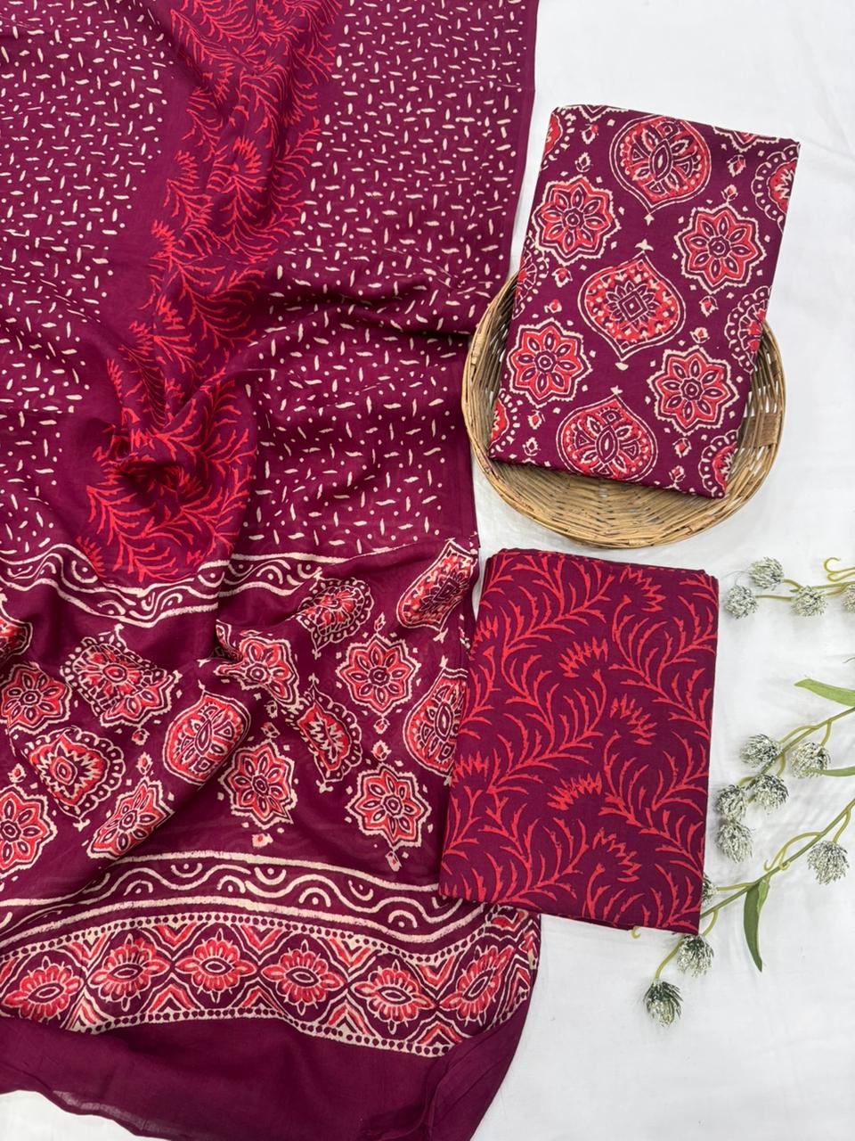 Mulmul Cotton Dress Material Wholesale – Lightweight Handblock Suits