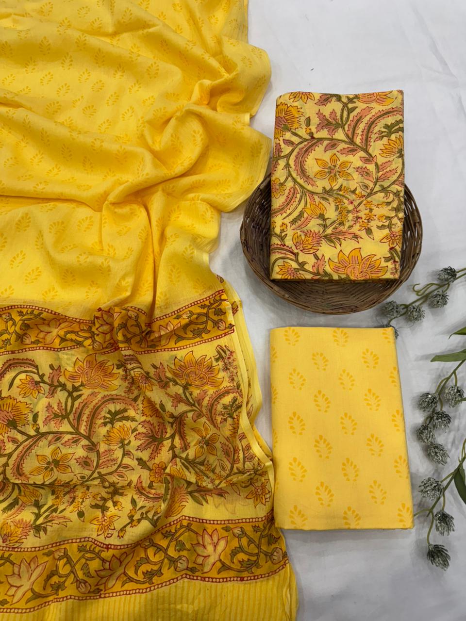 Mulmul Cotton Dress Material Wholesale – Lightweight Handblock Suits