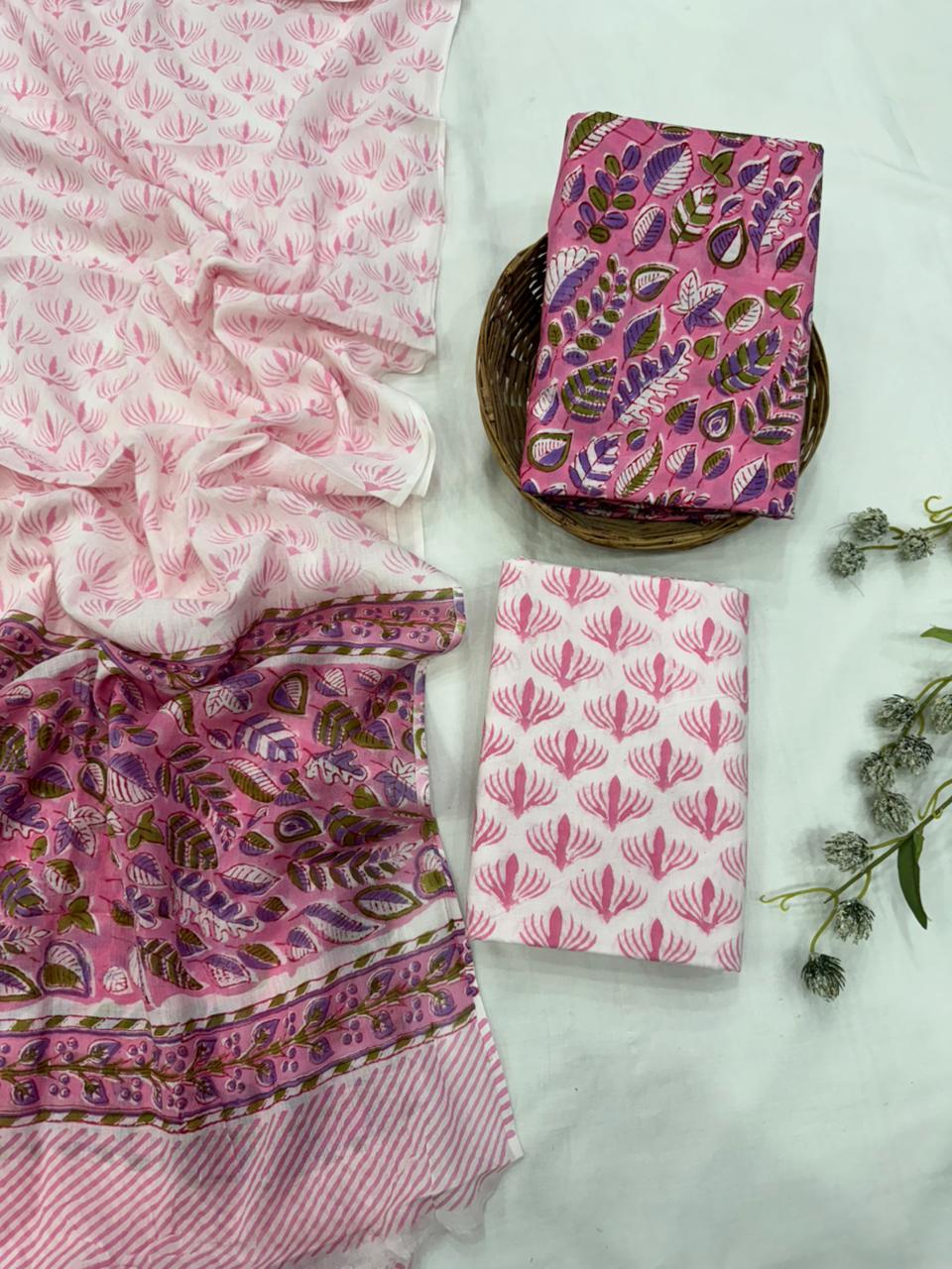 Mulmul Cotton Dress Material Wholesale – Lightweight Handblock Suits