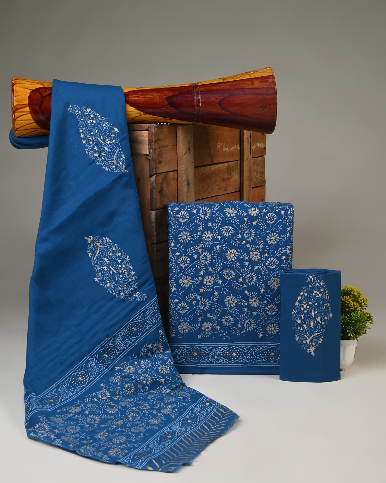 Pure cotton hand block printed suits with cotton dupatta