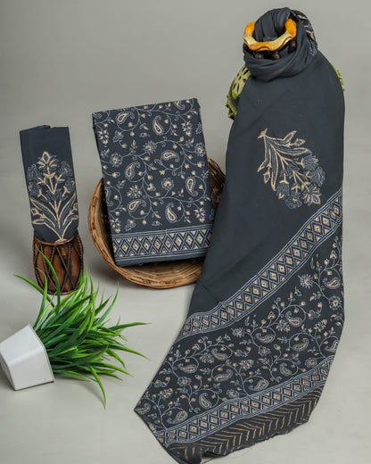 Pure cotton hand block printed suits with cotton dupatta