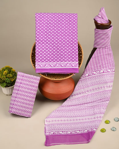 Pure cotton hand block printed suits with cotton dupatta