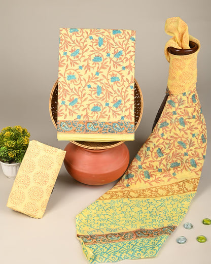 Pure cotton hand block printed suits with cotton dupatta