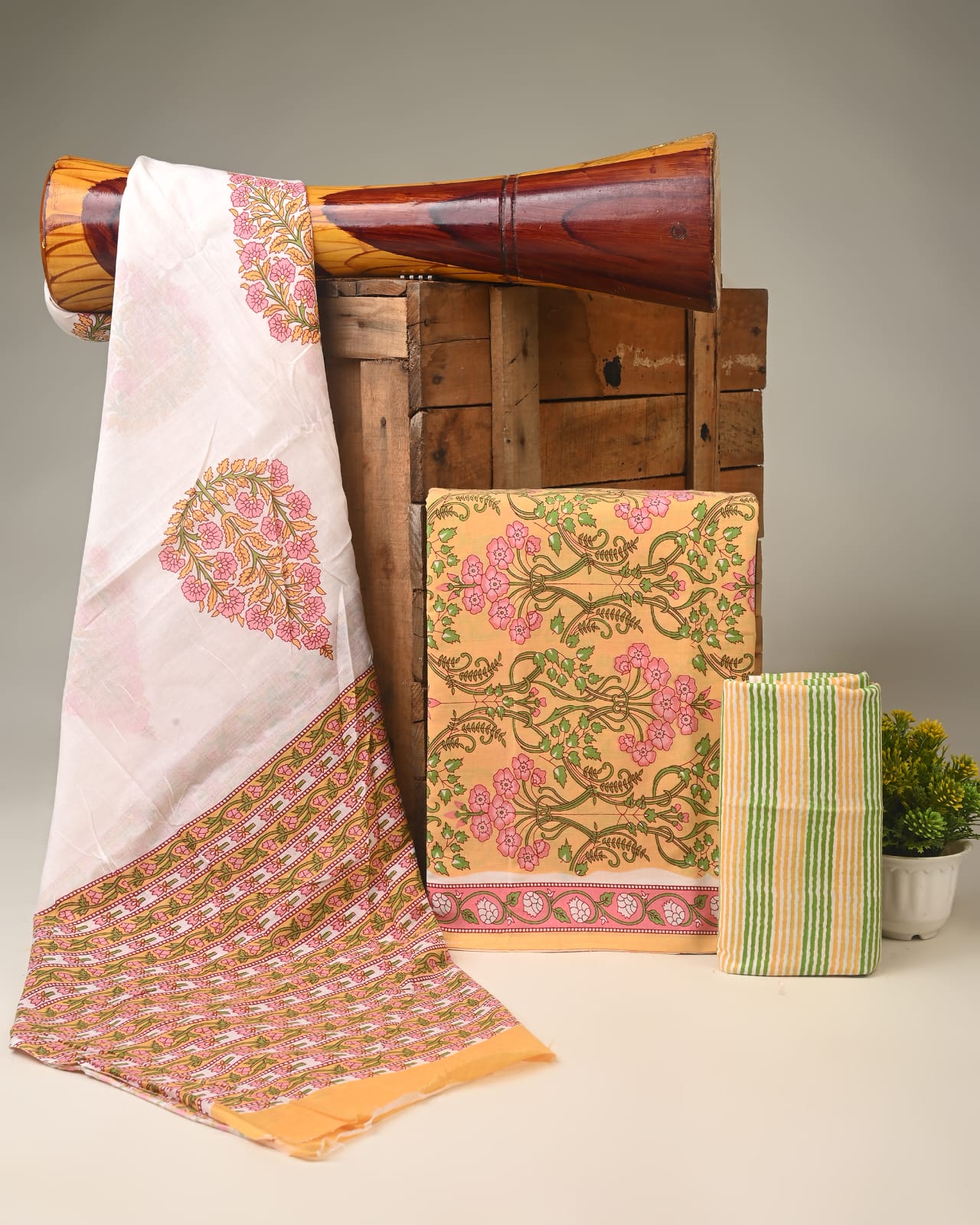Pure cotton hand block printed suits with cotton dupatta