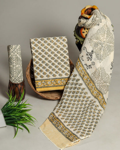 Pure cotton hand block printed suits with cotton dupatta