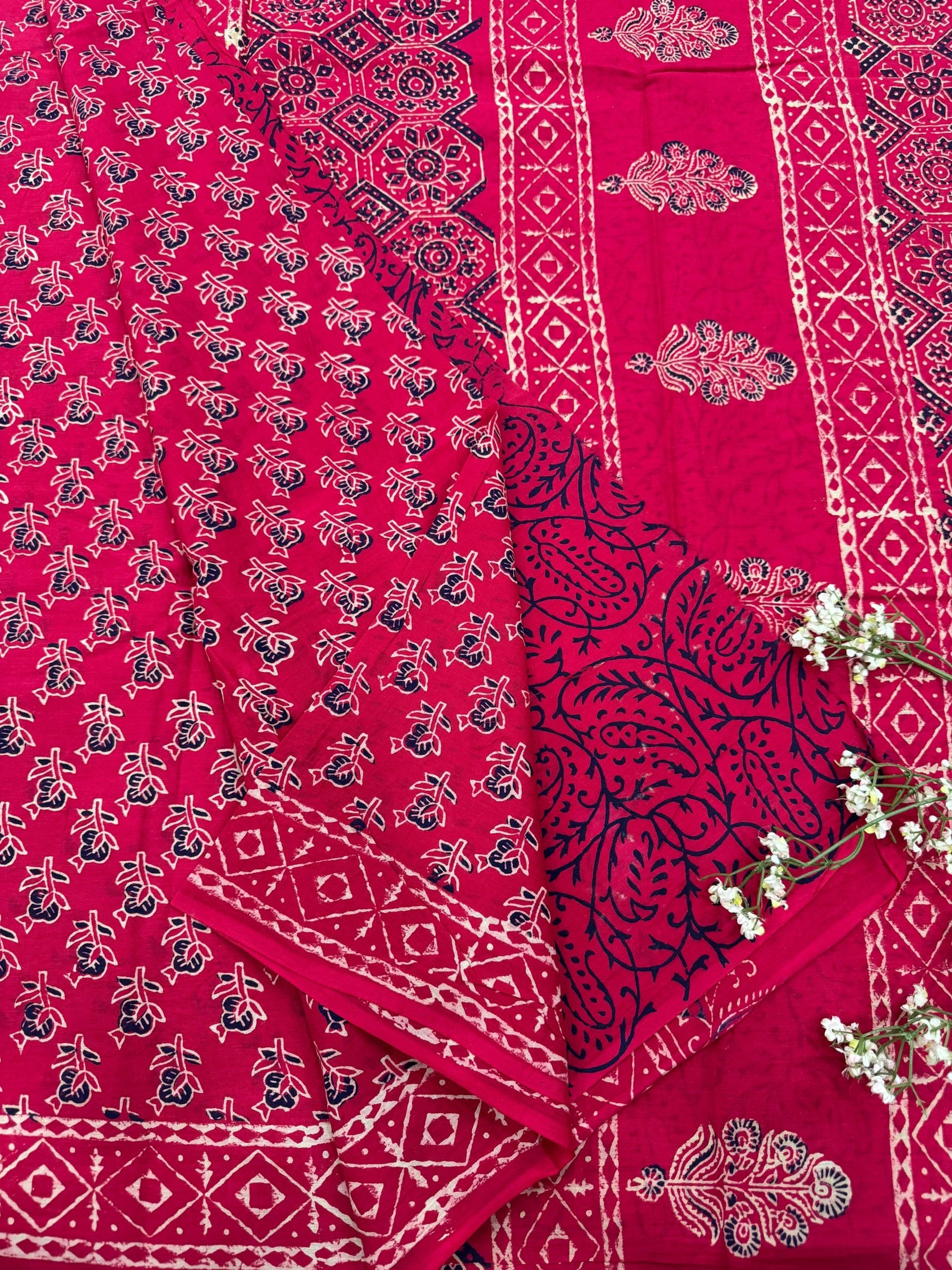 Wine Floral Small Butti Cotton Saree – Premium Lightweight Wholesale Saree for Retailers