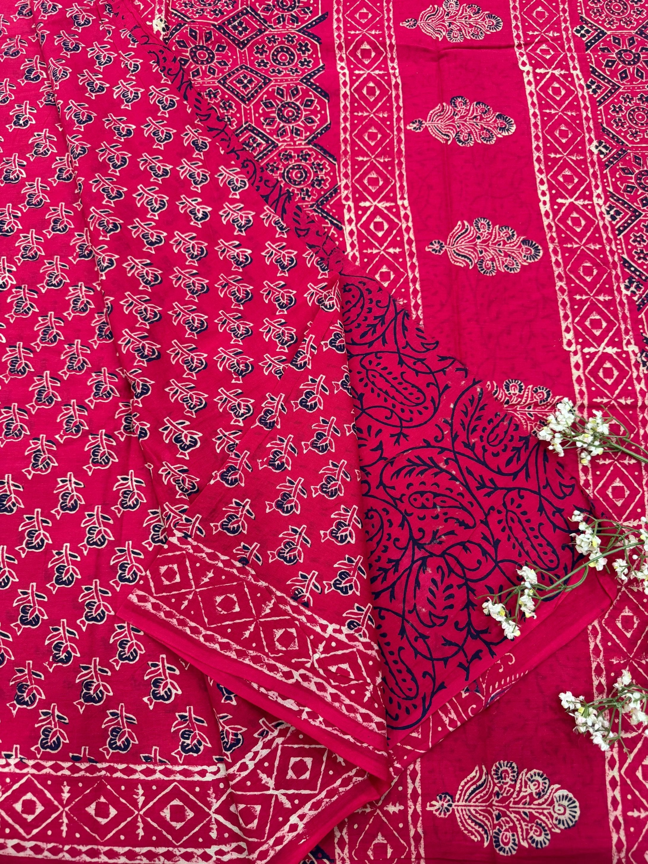 Wine Floral Small Butti Cotton Saree – Premium Lightweight Wholesale Saree for Retailers